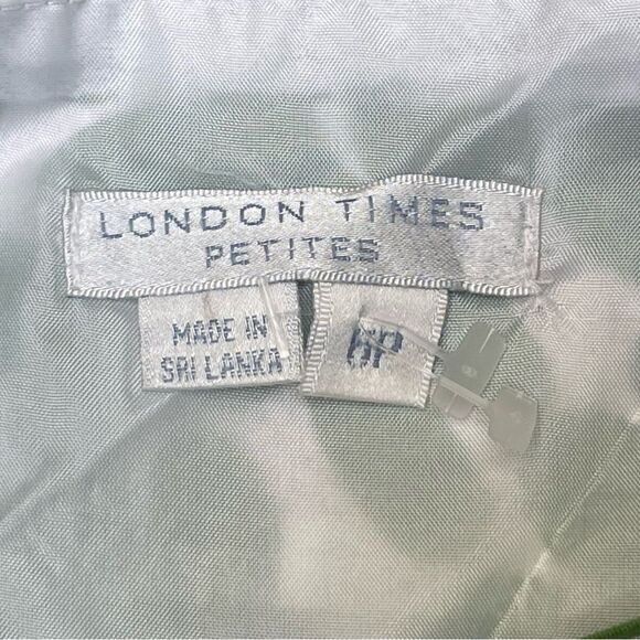 NWT London Times Green White Botanical Print Balloon Hem Dress Size 6 P Preppy - Picture 5 of 6